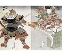 WYKUJMYTO Vintage Impressions sur Toile Art Murale Classique Art Imprimé Image un combat à l'épée d'Utagawa Hiroshige Toile Paysage Peinture Pour la Décoration du Salon 60x90cm