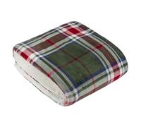 Wylder Braemar Jeté de lit - Couverture Polaire Sherpa Douce et Confortable - Motif Tartan - Baie/pin - 140 x 180 cm