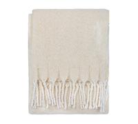 Wylder Isla Throw Couverture tissée Douce texturée Neutre avec Bordure à Pompons Crème 130 x 180 cm