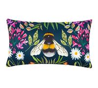 Wylder Nature House of Bloom Zinnia Bee Coussin d'extérieur Garni en Polyester Bleu Marine 30 x 50 cm