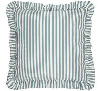 Wylder Nature Millie Coussin d'extérieur rempli de Polyester rayé à Volants - Bleu Canard - 50 x 50 cm
