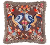 Wylder Tropics Housse de Coussin Brodée Toucan Miroir Multicolore - 45x45cm