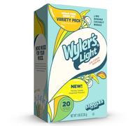 Wyler's Light Singles to Go Powder Packets, Water Drink Mix, Variety Pack, Lime, Banane, Coconut, Mangue, Watertok Base Flavors, Sugar & Caffeine Free, On-The-Go, 20 Count (Pack - 1)