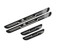 WYLFAFA 4 Pièces Barres de Seuil de Porte pour Citroen C4 LA Coupe 2004-2025, Protection de Pédale Acier Inoxydable Anti-Rayures Garniture Voiture,D/Black Titanium Brushed