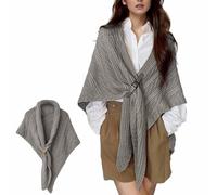 WYLFYJP Châle Triangulaire Tricoté avec Boucle Cuir, Châle Tricoté Triangulaire Automne-Hiver, Écharpe avec Manches for Femme, Châle Triangulaire Multifonctionnel for Dames, Écharpe Chaude(Grey)