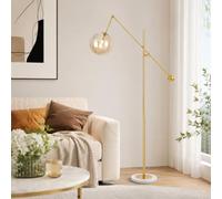 Wylolik Lampadaire Nordique Moderne en Verre, Articulation réglable à 180°, Base en marbre, Ampoule G9, variateur 3 Couleurs avec Interrupteur au Pied, idéal pour Le Salon, Le Bureau ou Le séjour.