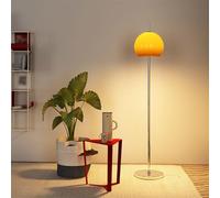 Wylolik Lampe sur Pied Verre translucide Lampadaire Rond Orange Lampes sur Pied en Fer galvanisé Lampe Verticale Minimaliste Moderne E27 Lampadaires sur Pied pour Salle de Piano Salle Calligraphie