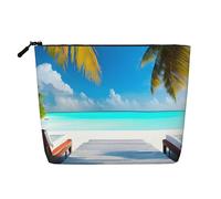 WYLXIN Maldives Holidays Faux Chanvre Trousse de Maquillage Respectueux de l'environnement et durable Design simple Facile à ranger vos essentiels de beauté Noir Taille unique
