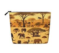 WYLXIN Sac de maquillage en chanvre artificiel avec animaux de prairie africaine. Respectueux de l'environnement et durable, design simple, facile à ranger vos essentiels de beauté.