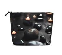 WYLXIN Trousse de maquillage en chanvre avec pierre mystérieuse noire - Respectueux de l'environnement et durable - Design simple - Facile à ranger vos essentiels de beauté - Noir - Taille unique
