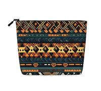 WYLXIN Trousse de maquillage en chanvre avec texture ethnique tribale africaine. Respectueux de l'environnement et durable, design simple, facile à ranger vos essentiels de beauté, noir, taille unique