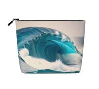 WYLXIN Trousse de maquillage en chanvre avec vague de mer bleue - Respectueux de l'environnement et durable - Design simple - Facile à ranger vos essentiels de beauté.