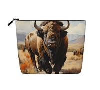 WYLXIN Trousse de maquillage en chanvre pour troupeau de bisons nord-américains. Respectueux de l'environnement et durable, design simple, facile à ranger vos essentiels de beauté, noir, taille unique