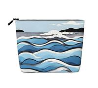 WYLXIN Waves Lapping At The Rocks Faux Chanvre Trousse de maquillage écologique et durable Design simple, facile à ranger vos essentiels de beauté, noir, taille unique