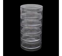 WYLZLKX Bocaux de rangement ronds en plastique transparent à 5 emplacements - Boîte de rangement pour accessoires d'art, bijoux, perles, couture, pilules