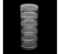 WYLZLKX Bocaux de rangement ronds en plastique transparent à 5 emplacements - Boîte de rangement pour accessoires d'art, bijoux, perles, couture, pilules