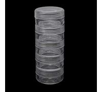 WYLZLKX Bocaux de rangement ronds en plastique transparent à 5 emplacements - Boîte de rangement pour accessoires d'art, bijoux, perles, couture, pilules