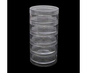WYLZLKX Bocaux de rangement ronds en plastique transparent à 5 emplacements - Boîte de rangement pour accessoires d'art, bijoux, perles, couture, pilules
