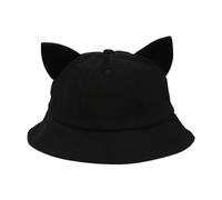 WYLZLKX Chapeau seau coloré unisexe avec oreilles de chaton décorées en 3D - Chapeau de soleil pour pêcheur tendance - Accessoires photo - Noir