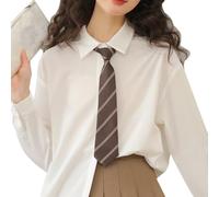 WYLZLKX Cravate à rayures vintage pour femmes et hommes - Cravate japonaise décontractée et polyvalente - Accessoire pour chemise - Motif café épais sans nœud