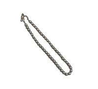 WYLZLKX Élégant collier de perles gris argenté portable collier de perles gris argenté chaîne de cou unique, 8 mm, Acier inoxydable, verre