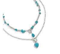 WYLZLKX Ensemble de colliers à perles turquoise à longueur réglable, As Shown, Alliage, turquoise