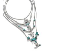 WYLZLKX Ensemble de colliers à perles turquoise à longueur réglable, As Shown, Alliage, turquoise