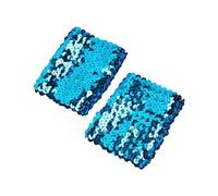 WYLZLKX Manchons de bras élégants, extensibles et élastiques avec paillettes scintillantes pour costume, manchettes pour femmes avec paillettes époustouflantes, bleu, Approx.7x10cm/2.76x3.94''