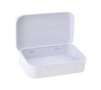 WYLZLKX Petite boîte de rangement rectangulaire pratique en métal avec couvercle en fer blanc pour femme et fille. Blanc