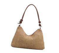WYLZLKX Sac de plage décontracté en paille sous les aisselles, sac à bandoulière tendance avec sangle réglable pour la plage, les pique-niques, les vacances, sac à main à bandoulière, marron foncé