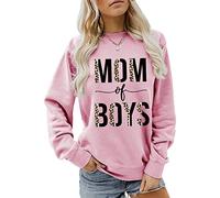 WYLZLKX Sweat-shirt à manches longues et col rond imprimé léopard pour femme avec inscription « Mom of Boys », z, M