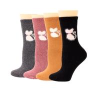 WYMAODAN Chaussettes en laine pour femmes, chaussettes pour chat romanes et mignonnes adaptées aux femmes et aux filles (4paires)