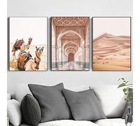 wymhzp Impressions Mur Art Toile Peinture Maroc Porte Chameau Désert Paysage Affiches Et Mur Photos pour Salon Décor À La Maison 50x70 cm x 3 Pas de Cadre