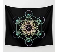 wymhzp Tapisserie Murale Tissu Metatron'S Cube arc-en-ciel sur noir couvre-lit Art mural couette rideau couverture feuille jeter nappe personnalisée150x100cm