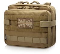 WYNEX Grande pochette d'administration tactique à conception double couche, pochette utilitaire Molle EDC EMT avec manchon pour carte, pochette à outils modulaire de grande capacité, écusson drapeau