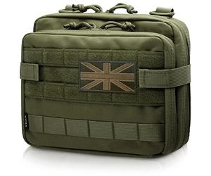 WYNEX Grande pochette d'administration tactique à conception double couche, pochette utilitaire Molle EDC EMT avec manchon pour carte, pochette à outils modulaire de grande capacité, écusson drapeau