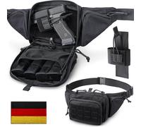 WYNEX Sac Banane Tactique Homme Sacoche Arme de Poing Discret avec Sangle Réglable, Sert Également Sacoche à Bandoulière Antivol sur La Poitrine pour Usage Quotidien Cyclisme Randonnée Sport - Noir