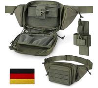 WYNEX Sac Banane Tactique Homme Sacoche Arme de Poing Discret avec Sangle Réglable, Sert Également Sacoche à Bandoulière Antivol sur La Poitrine pour Usage Quotidien Cyclisme Randonnée - Vert Armée