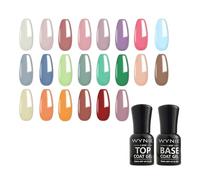 WYNIE Set de 24 Esmalte Semipermanente para Uñas, 22 Colores + Base y Top Coat, Gel UV/LED Set de Pintauñas para Manicura