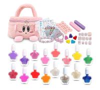 WYNIE Set de vernis à ongles pour filles, kit de 16 couleurs à base d'eau avec autocollants, faux ongles, séparateurs, bracelet et valise, cadeau idéal pour les filles de 3 à 8 ans
