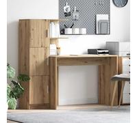 Wynira Bureau Artisan en chêne avec espace de rangement, 133,5 x 50 x 124 cm, en bois, pour bureau, PC, ordinateur portable, angle, meuble haut et étagère, secrétaire pratique pour bureau à domicile