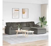 Wynira Canapé modulaire avec repose-pieds et coussin gris clair en velours côtelé 324 x 205 x 64 cm avec cadre en métal robuste 4 pièces pour salon, salon, chambre d'amis, confortable