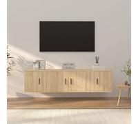Wynira Ensemble de 3 meubles TV en chêne Sonoma avec beaucoup d'espace de rangement, montage flottant, meuble bas moderne et buffet pour salon, home cinéma, hi-fi