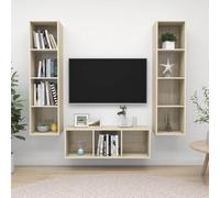 Wynira Ensemble de 3 meubles TV flottants en chêne Sonoma avec beaucoup d'espace de rangement, meuble bas, buffet et commode, peu encombrant, pour salon, home cinéma, jeux et étagère hi-fi