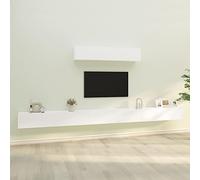 Wynira Ensemble de 6 meubles TV en bois blanc avec beaucoup d'espace de rangement, montage mural, design moderne, peu encombrant, pour salon, chambre à coucher, home cinéma, jeu, hi-fi