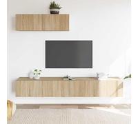 Wynira Lot de 3 meubles TV flottants en chêne Sonoma 100 x 30 x 30 cm, peu encombrant, avec beaucoup d'espace de rangement, meuble bas, buffet, étagère pour salon, home cinéma, jeu, barre de son hifi