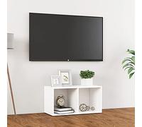 Wynira Meuble TV blanc en bois 72 x 35 x 36,5 cm avec 2 compartiments, peu encombrant comme meuble bas, buffet, commode, étagère pour salon, chambre à coucher, home cinéma, jeu, HiFi et barre de son
