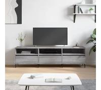 Wynira Meuble TV gris Sonoma en bois avec pieds en fer, 150 x 30 x 44,5 cm, buffet bas avec 6 compartiments, espace de rangement pour salon, chambre à coucher, home cinéma, gaming, peu encombrant et