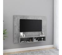 Wynira Meuble TV mural gris béton 120 x 23,5 x 90 cm avec espace de rangement et surface de rangement, buffet moderne pour salon, chambre à coucher, home cinéma, peu encombrant et robuste
