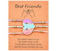 wynn's Lot de 3 bracelets à breloques en forme de cœur pour filles | Cadeaux BFF pour enfants, filles, bijoux de Noël, d'anniversaire, bracelets pour meilleure amie pour 2 filles qui aiment les